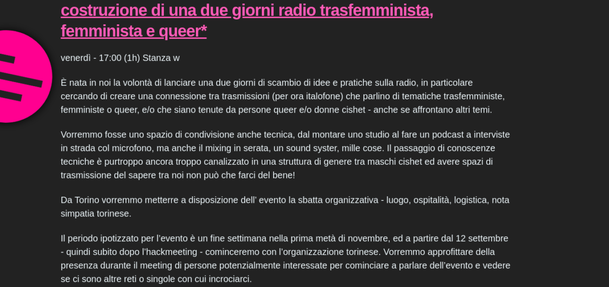 Nuovo ciclo! Viva le radio cybertransfemministe!